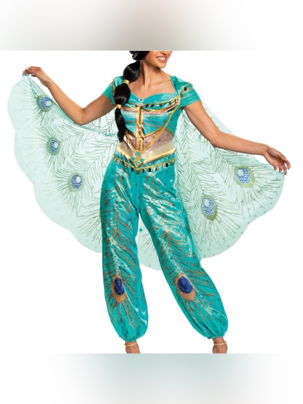 Princess Jasmine Aladdin Deluxe Adult Sz Large (12-14) Costume w/Matching Wig
